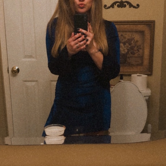 DONELLI LONG SLEEVE MINI DRESS NAVY - Picture 6 of 7